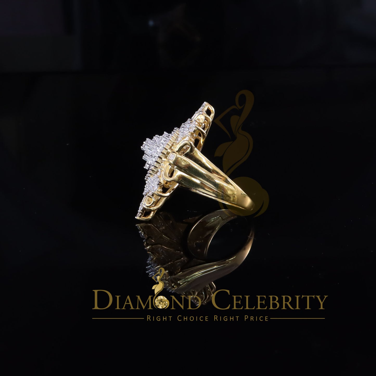DiamondCelebritees 11.00ct Cubic Zirconia 925 Sterling Silver Yellow Cocktail Womens Ring Size 9