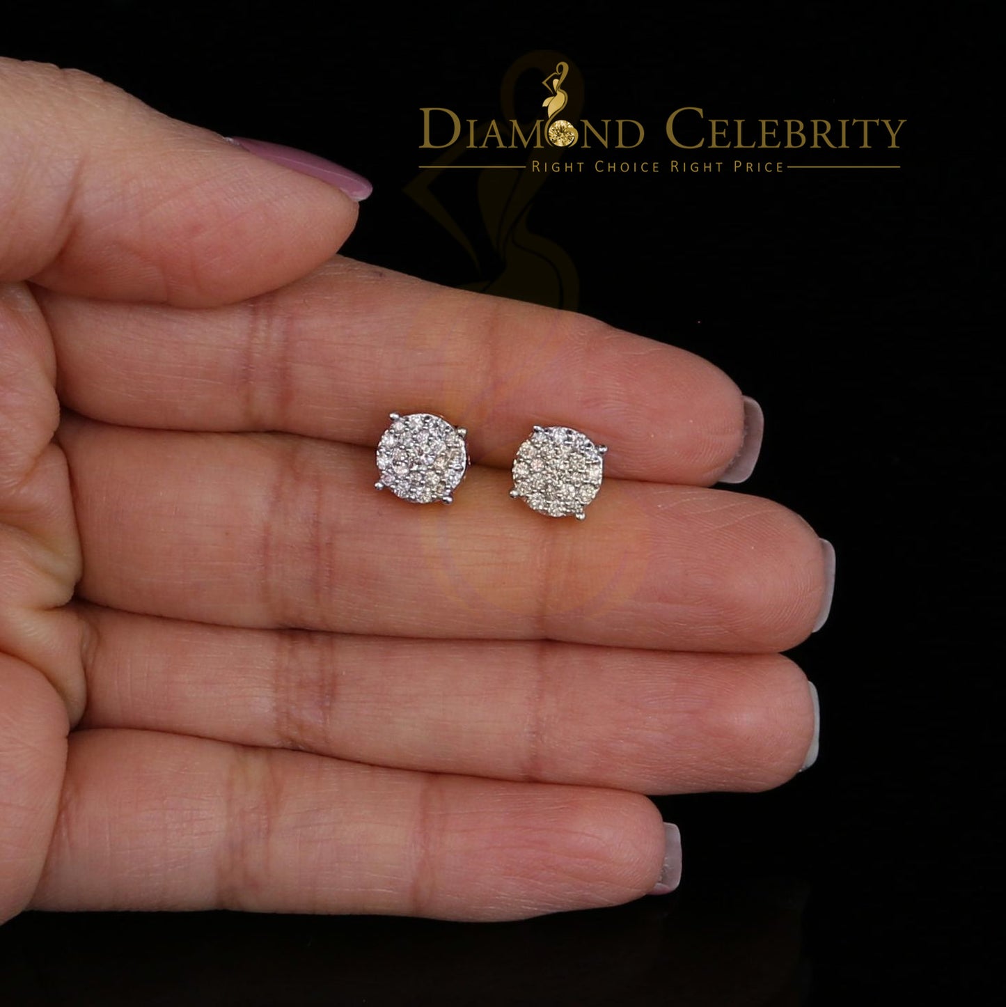 DiamondCelebritees10K Real Yellow Gold Real Diamond 0.60CT Men's/Women's Stud Round Earring
