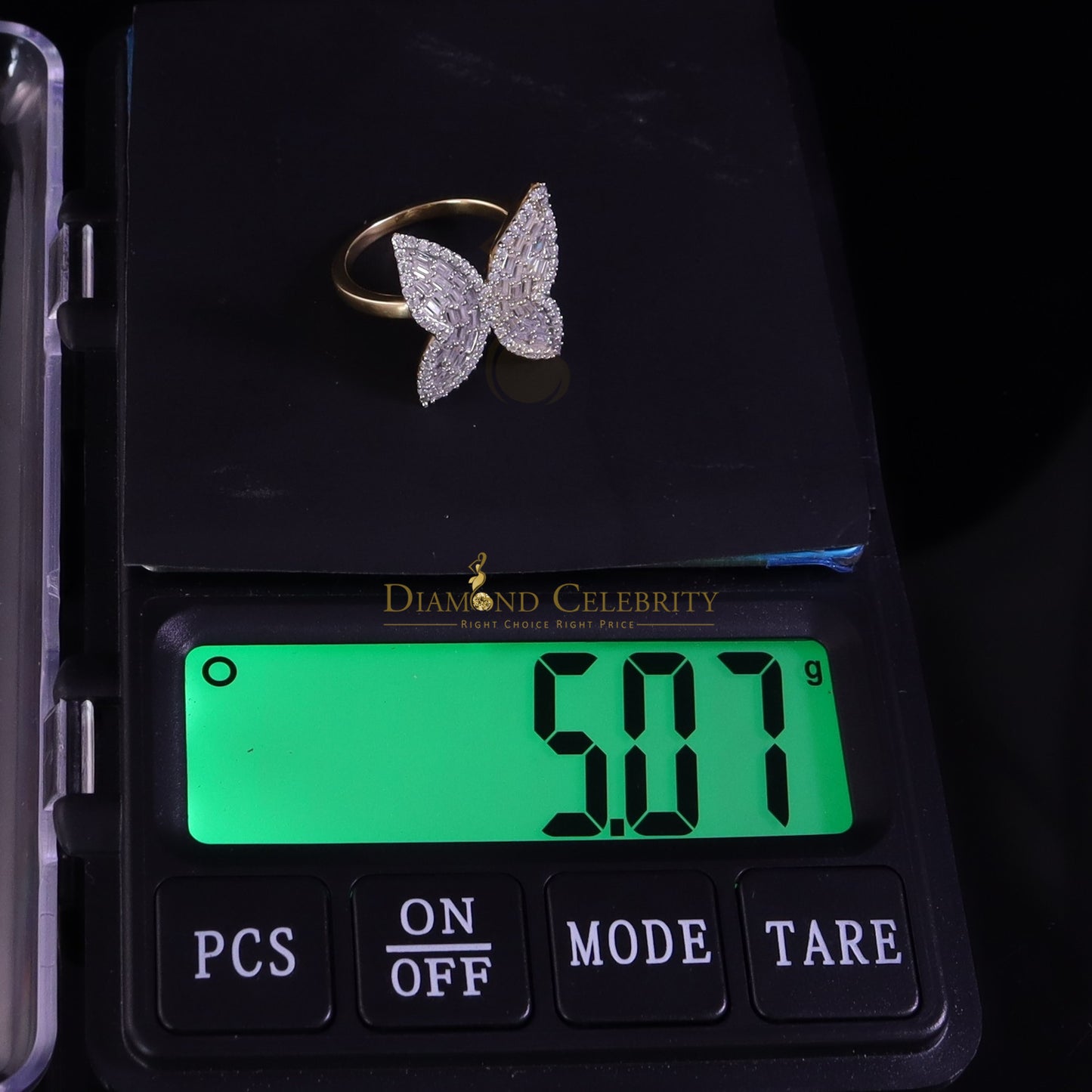 DiamondCelebritees Men's/Womens 925 Silver Yellow 1.50ct VVS 'D' Moissanite Butterfly Rings Size 7