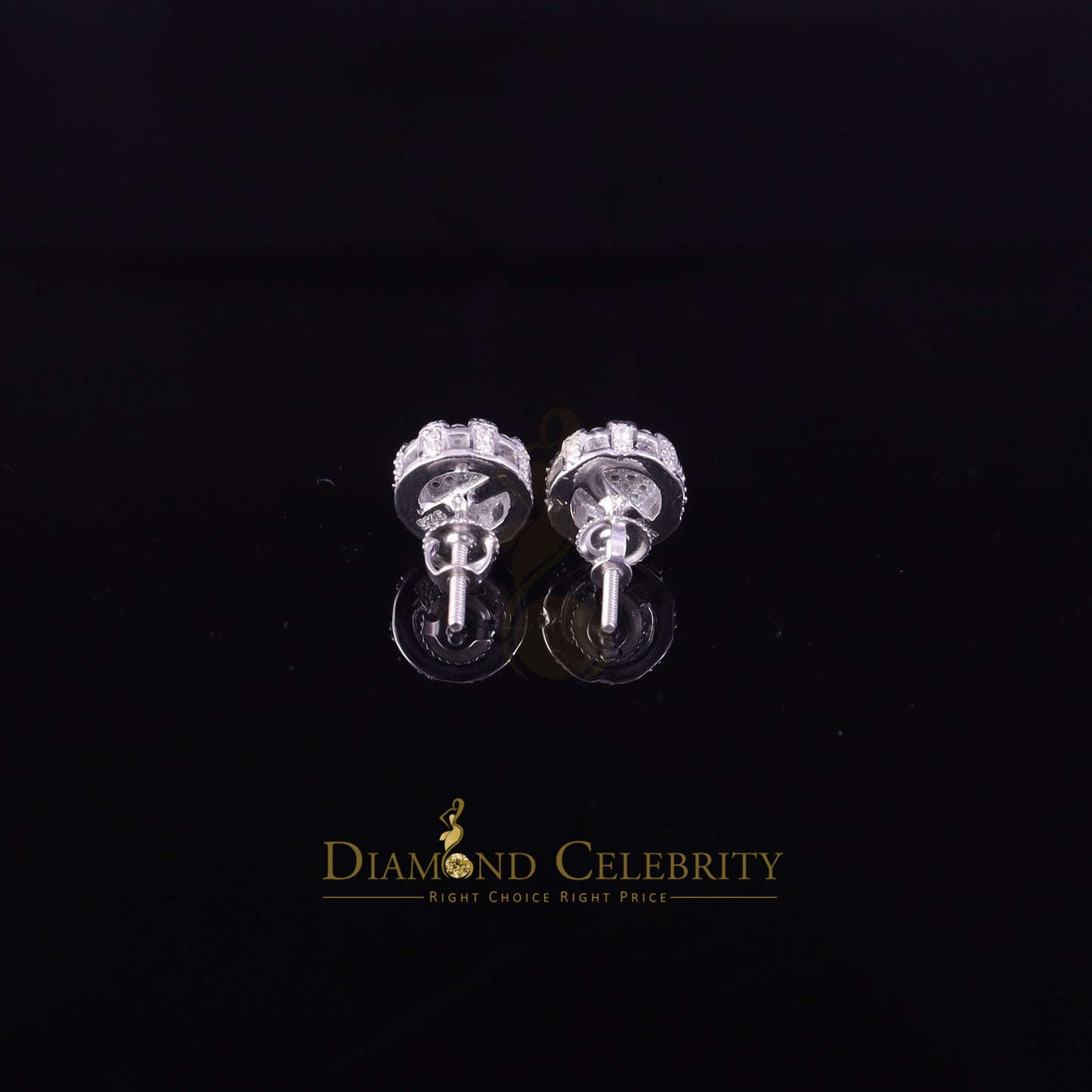 Diamondcelebritees Round Stud Earrings Men's/Womens 925 Silver White 0.50ct VVS 'D' Moissanite