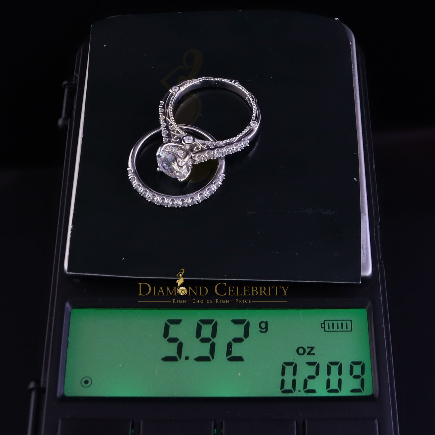 DiamondCelebritees 4.29ct White Cubic Zirconia 925 Sterling Silver Bridal Fashion Womens Ring SZ 7