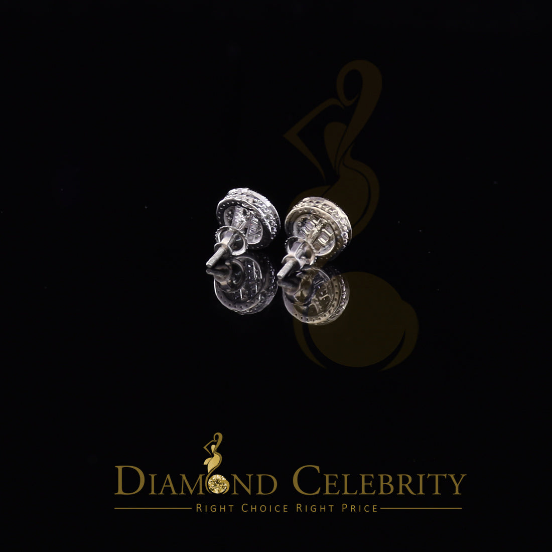 Diamondcelebritees 0.50ct VVS 'D' Moissanite Men's/Womens 925 White Silver Round Stud Earrings