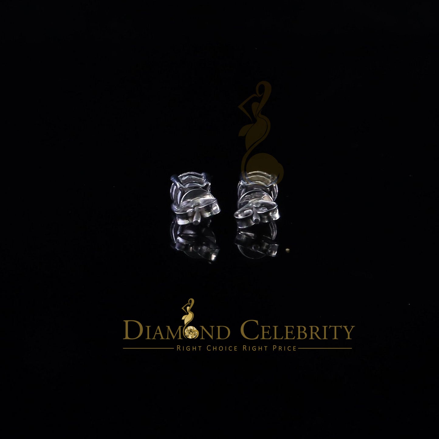 Diamondcelebritees 2.00ct VVS 'D' Moissanite For Men's/Womens Silver White Round Stud Earrings
