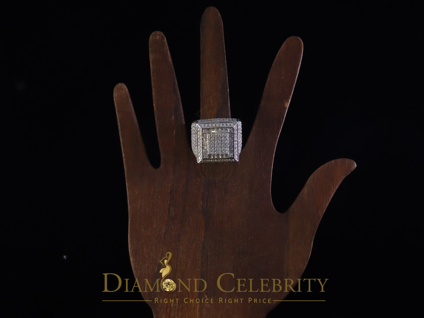 DiamondCelebritees Men's 925 White Sterling Silver 4.50ct VVS 'D' Baguttes Moissanite Rings Size 10
