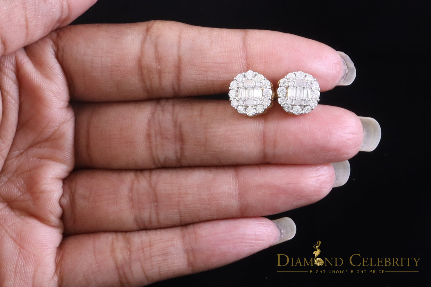 DiamondCelebritees Men's/Womens Sterling Silver Yellow 1.50ct VVS 'D' Moissanite Round Stud Earring