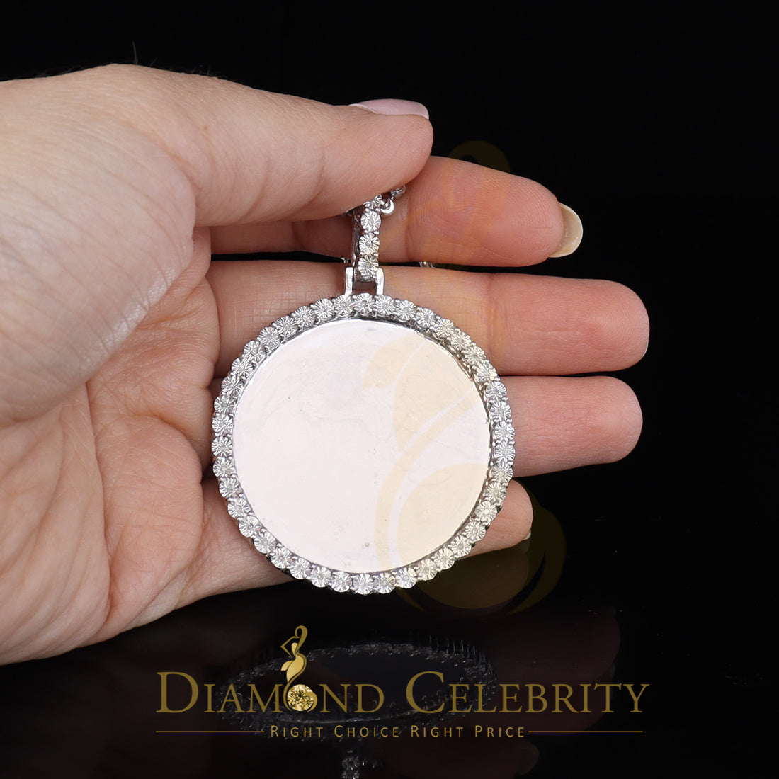 DiamondCelebritees Real 0.25ct Diamond 925 Sterling White Silver 1.75" PICTURE Fashion Pendant