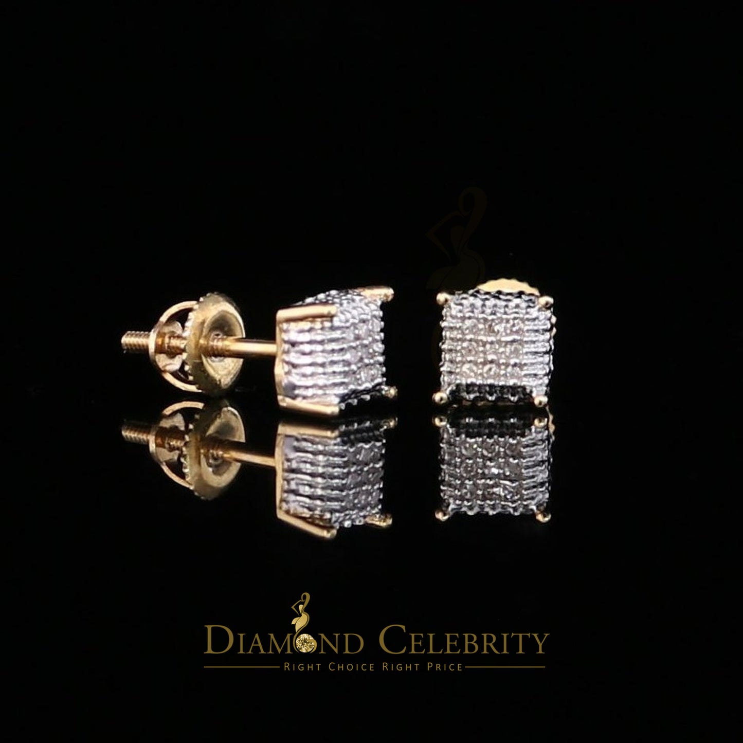 DiamondCelebriteesMen's/Women's 10K Real Yellow Gold with 0.05CT Real Diamond Stud Micro Earring