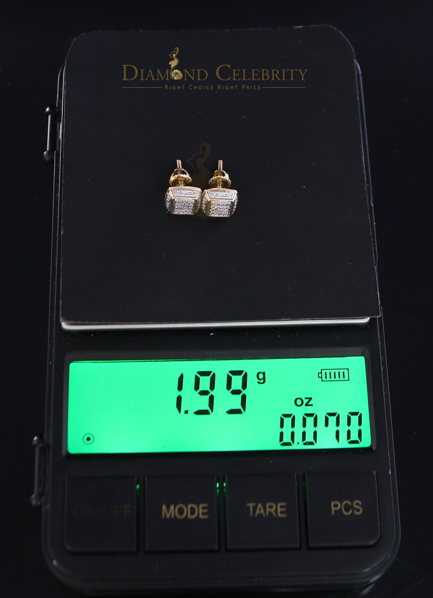 DiamondCelebritees 0.10CT Real Diamonds with 10K Real Yellow Gold Men's/Women's stud Earrings