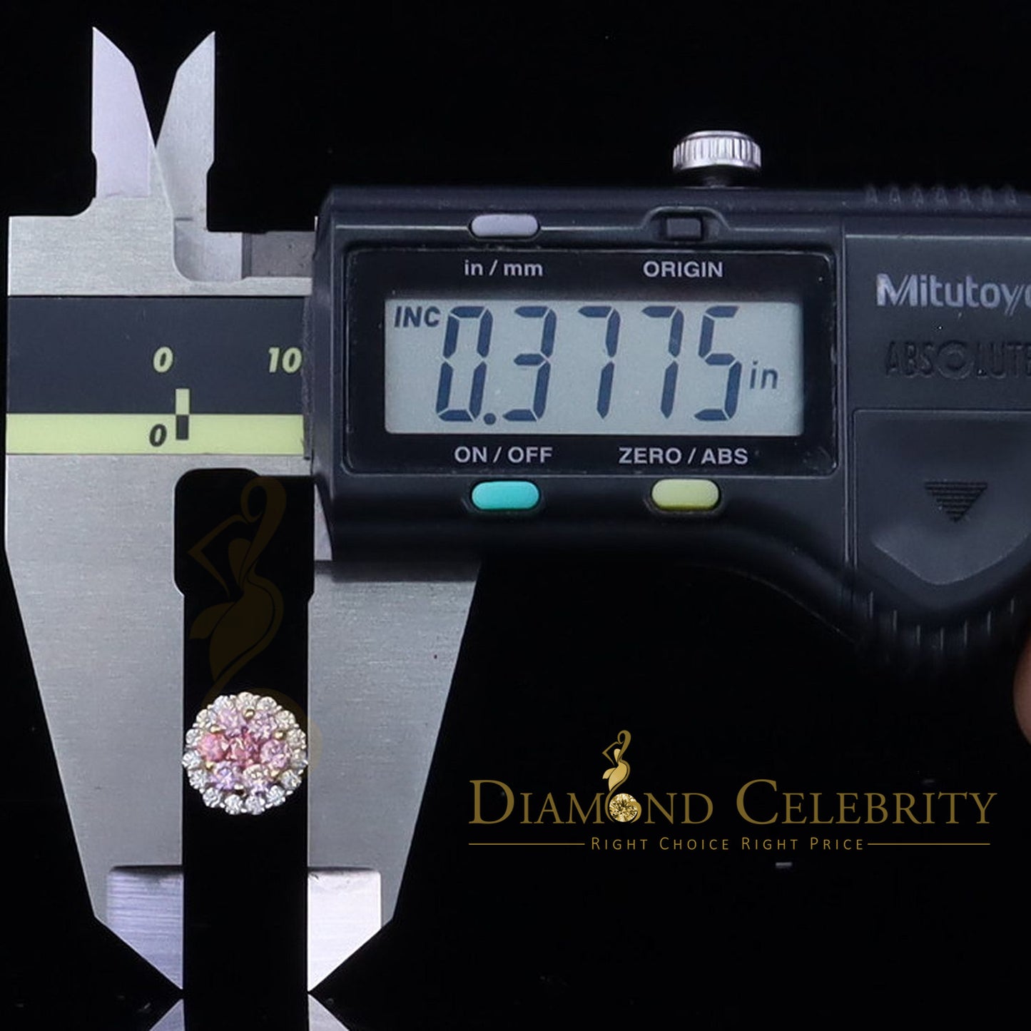 DiamondCelebritees Men's/Women's 925 Silver Yellow 1.33ct VVS D Pink Moissanite Round Stud Earrings