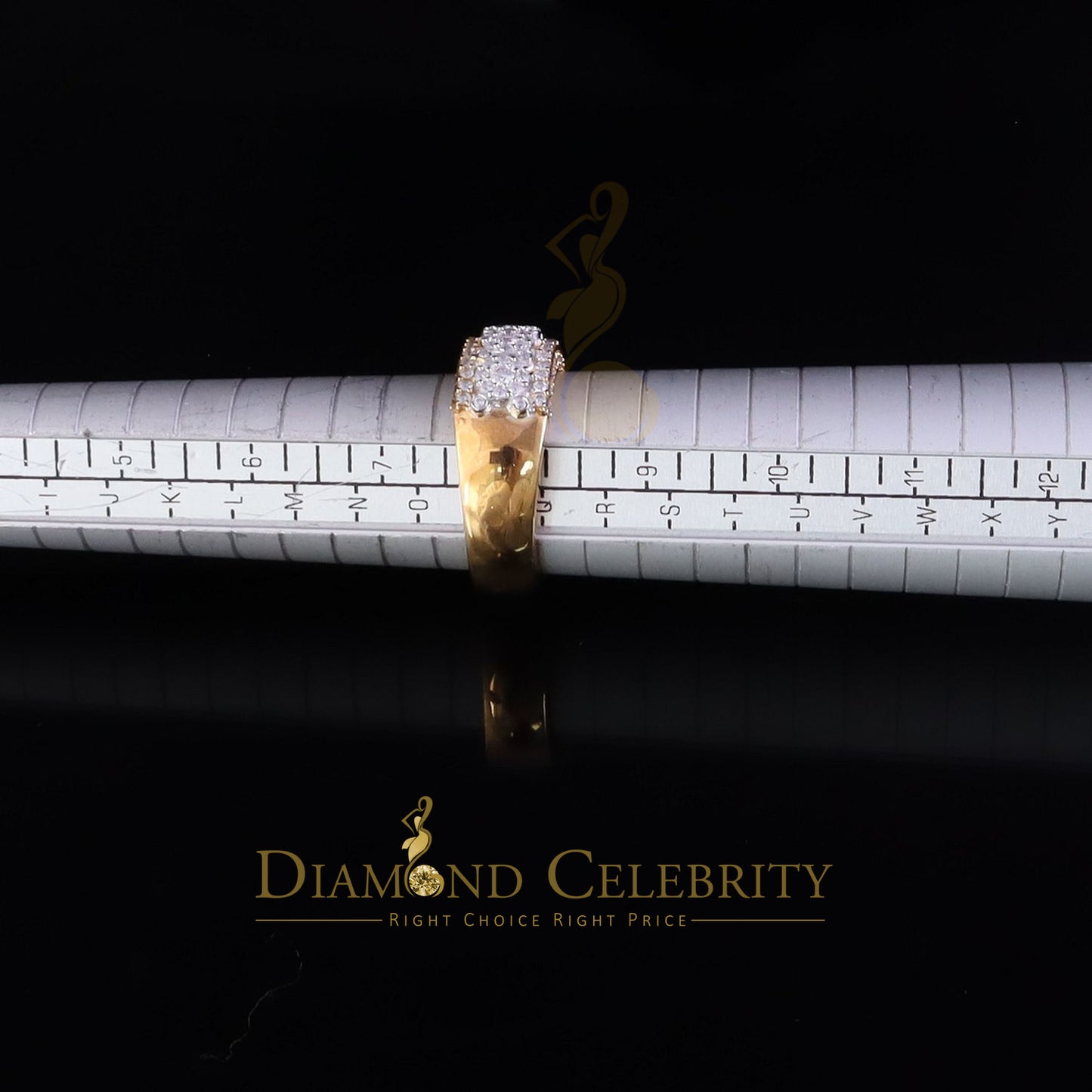 DiamondCelebritees 2.50ct Silver VVS'D Yellow Round Shape 925 moissanite Band Ring size 8 For Men's