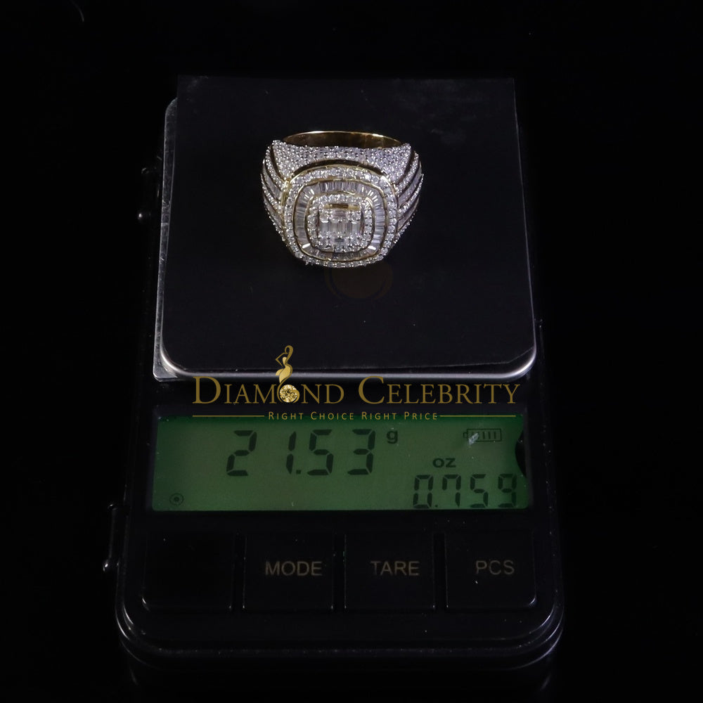 DiamondCelebritees Men's 925 Sterling Silver 5.50ct VVS 'D' Moissanite Yellow Round Rings Size 10