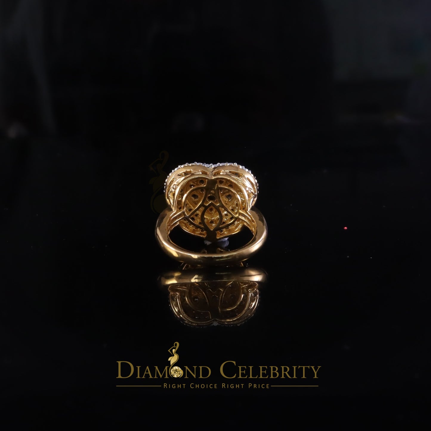 DiamondCelebritees New Yellow Double Heart Real Diamond 0.33ct 925 Sterling Silver Womens Ring SZ 8