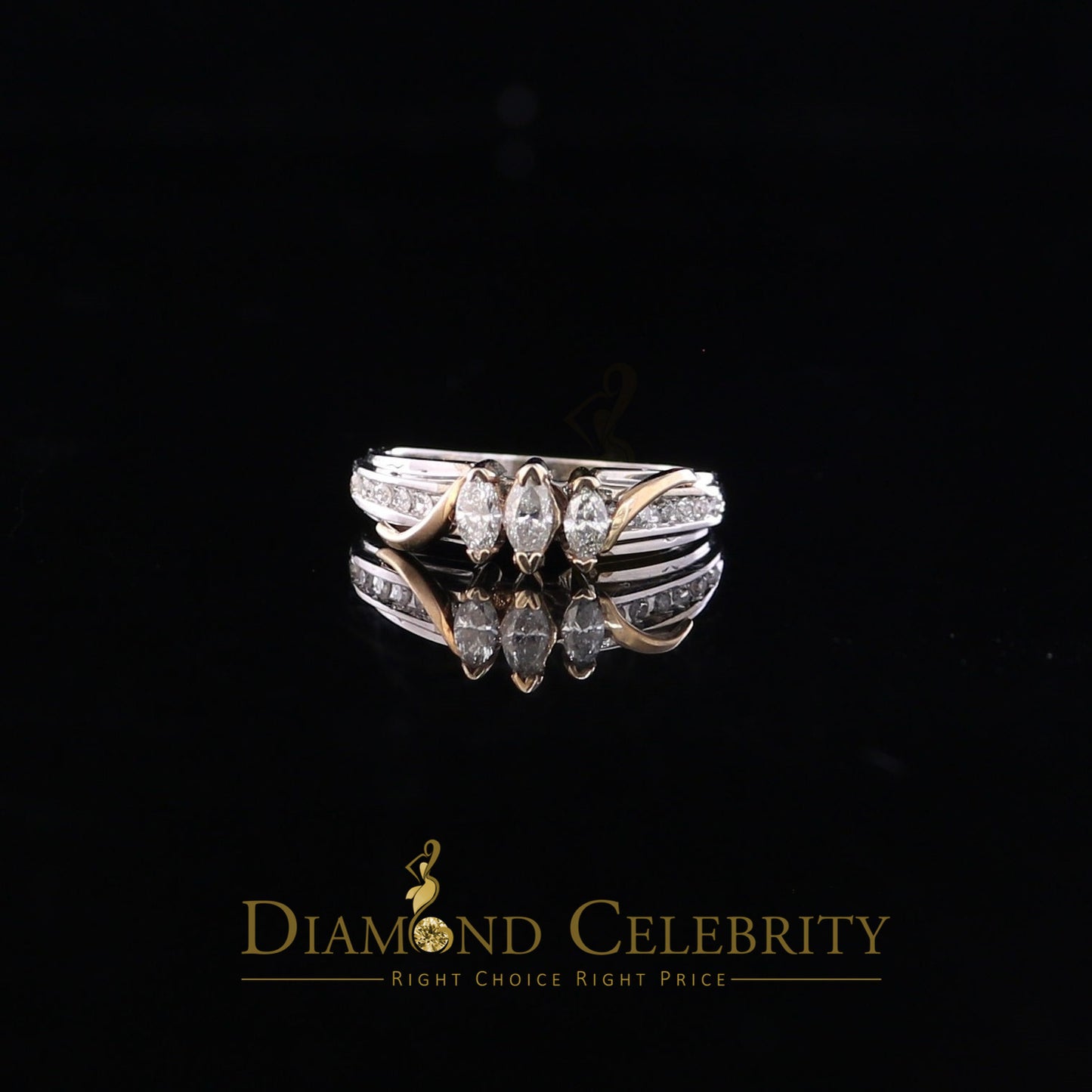 DiamondCelebritees Real 0.50CT Diamond with 14kt White Gold Womens Marquise Shape Ring Size 6.5
