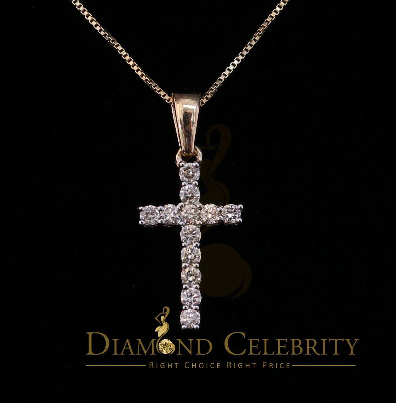 DiamondCelebritees 10k Real Gold Real Diamond 0.50ct CROSS Charm Fashion Yellow Style Pendant