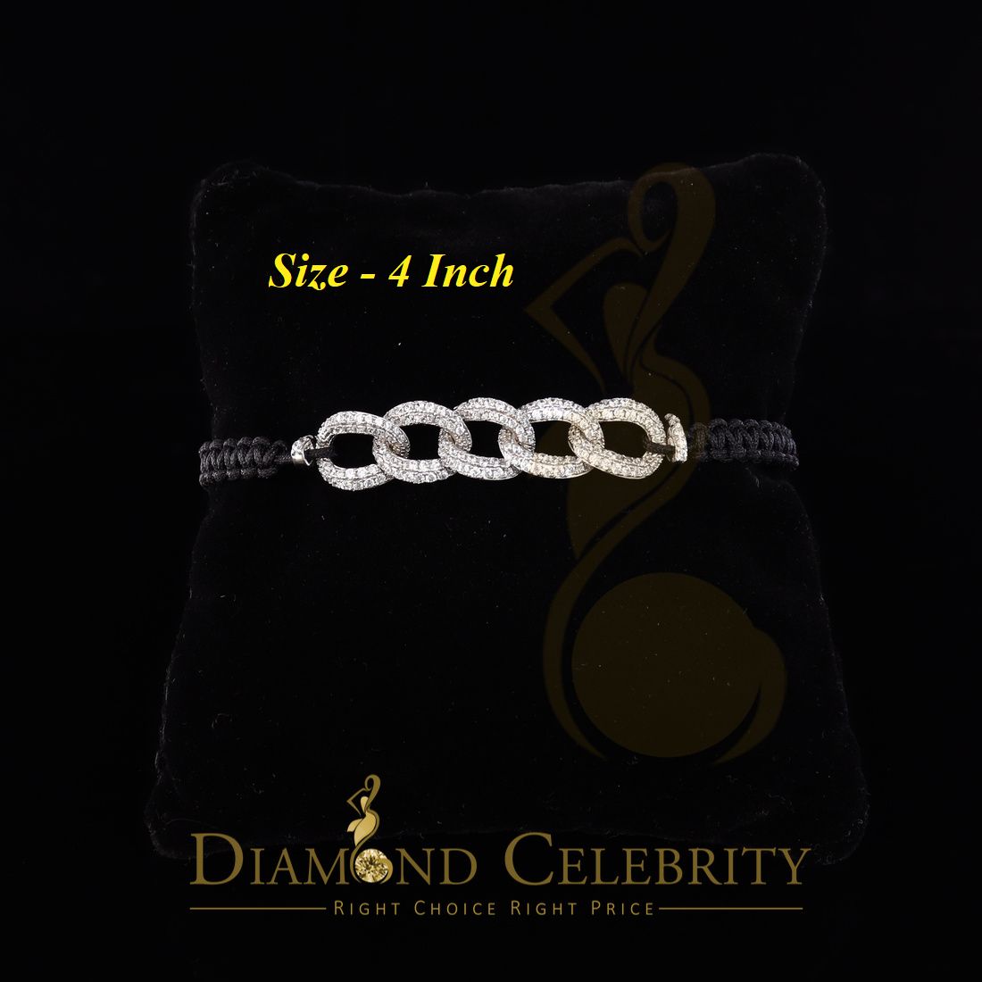 Diamondcelebritees 925 Silver Fancy Sparkling White Bracelet Cubic Zirconia Adjustable Size 7 Inch
