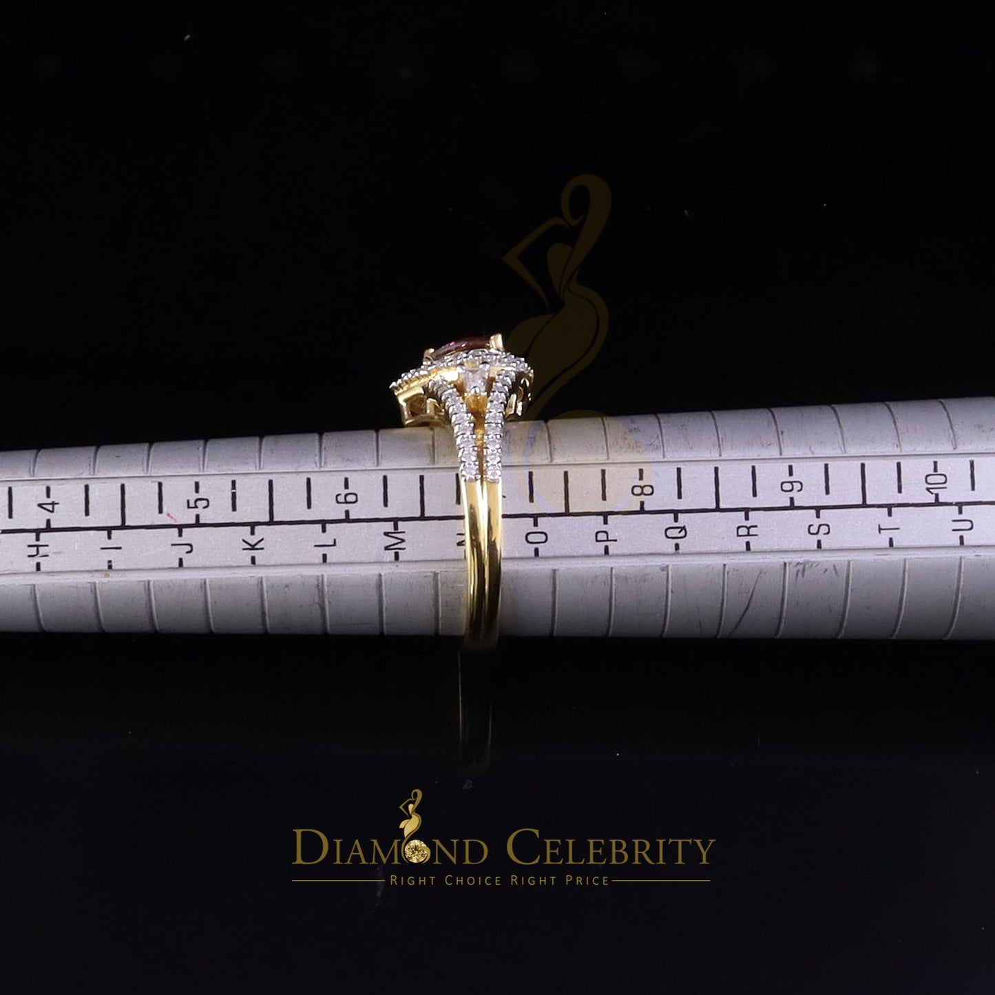 DiamondCelebritees 1.50CT Women's 925 Silver Yellow VVS D Pink & White Moissanite Heart Ring SZ 7