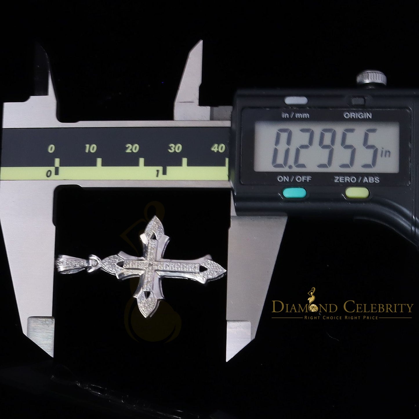 DiamondCelebritees Charm Necklace Real 0.25CT Diamond CROSS 925 Sterling Silver White Pendant