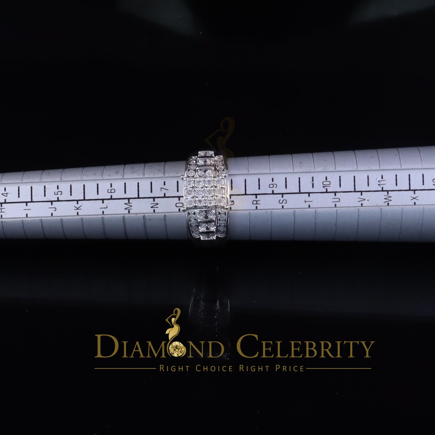DiamondCelebritees Cinderella Rectangle Real 0.16ct Diamond 925 Silver White Womens Ring Size 8