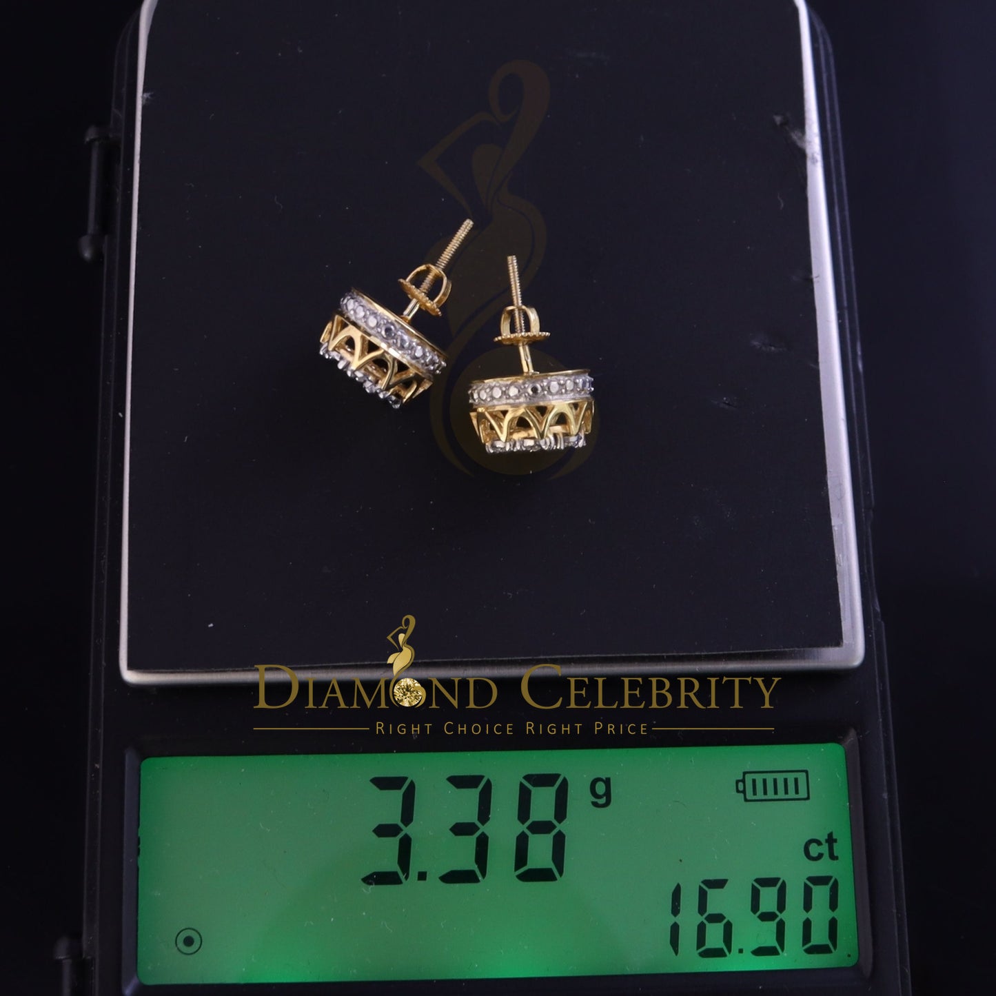 DiamondCelebritees 925 Sterling Silver Yellow 0.07ct Diamond For Men's & Women's Floral Earrings