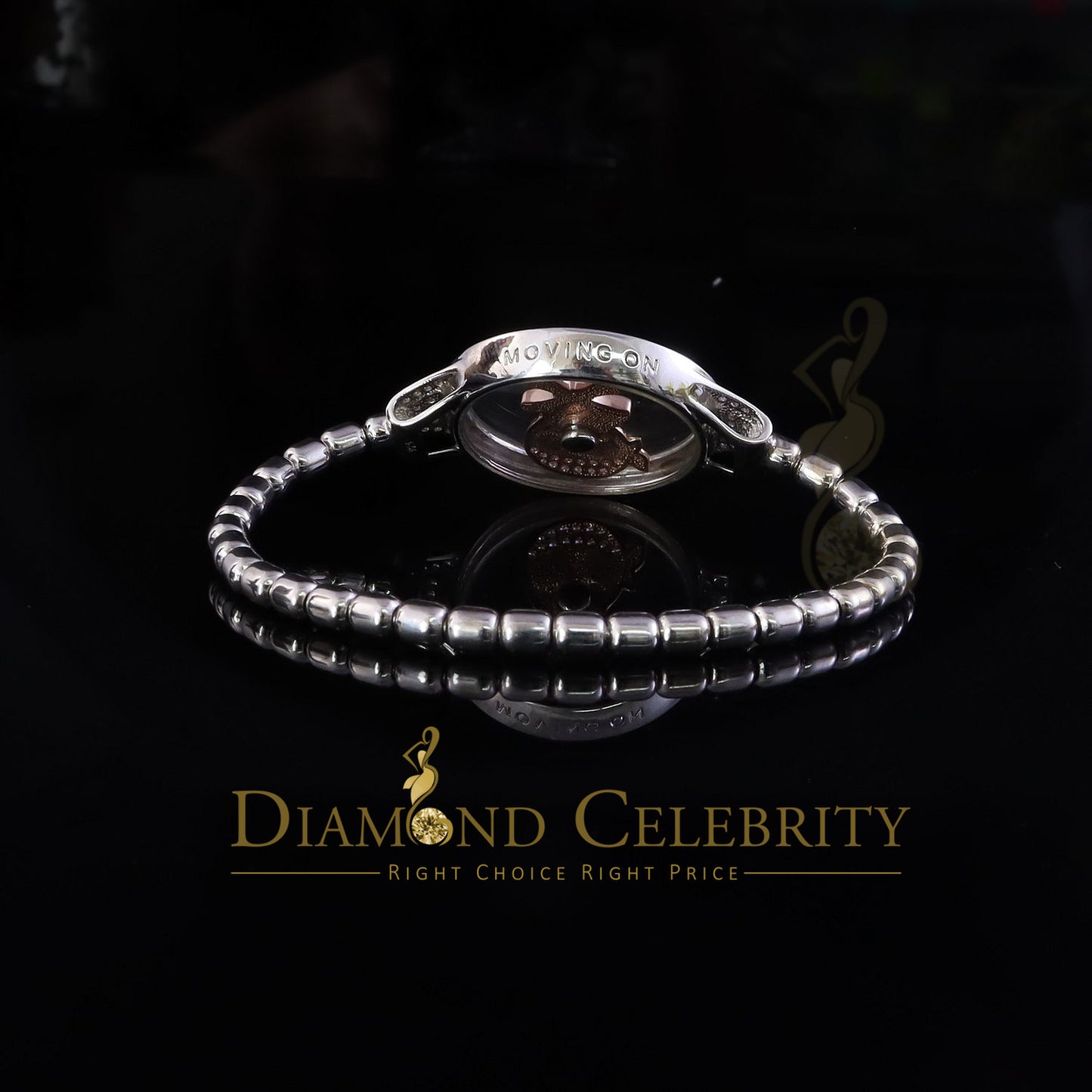 Diamondcelebritees Floating Face Skull Silver White Bracelete Iced Out with Cubic Zirconia SZ 7Inch