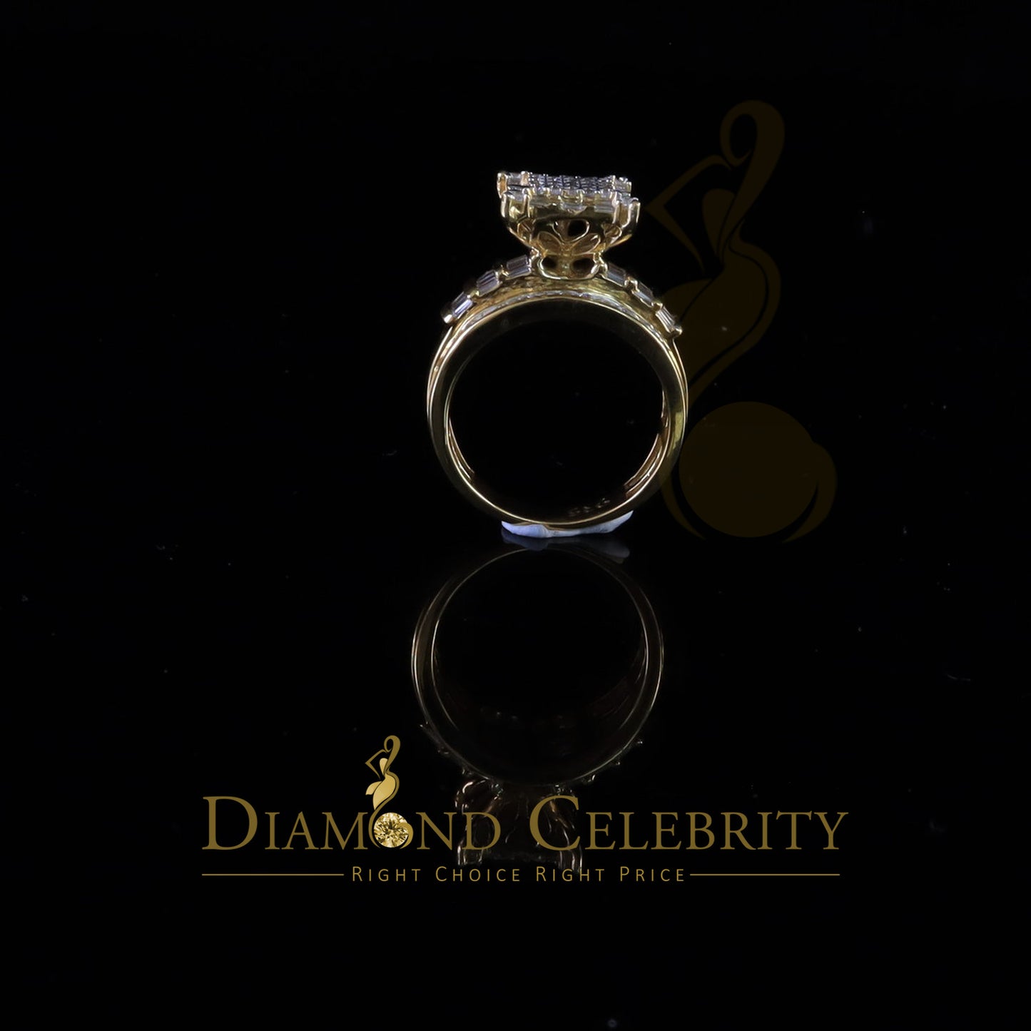 DiamondCelebritees 925 Yellow Square 2.34 ct Cubic Zirconia Silver Engagement Men's Ring Size 8