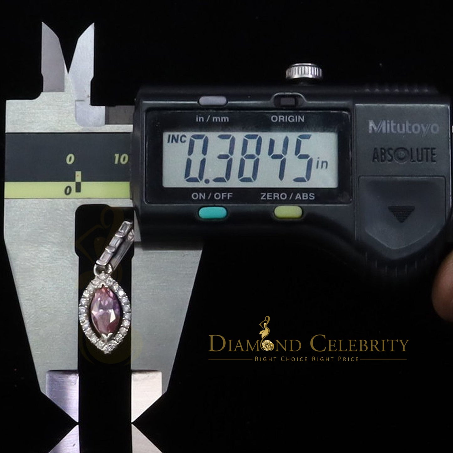 Diamondcelebritees Simple Women's 925 Silver White 1.25 ct VVS 'D' Pink Marquis Moissanite Pendant