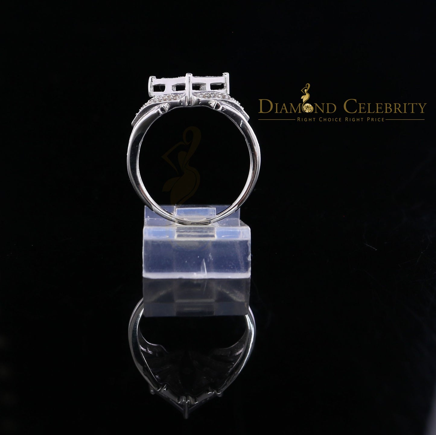 DiamondCelebritees 0.66CT Real Diamond 925 Sterling Silver White Square Men's Engagement Ring SZ 7