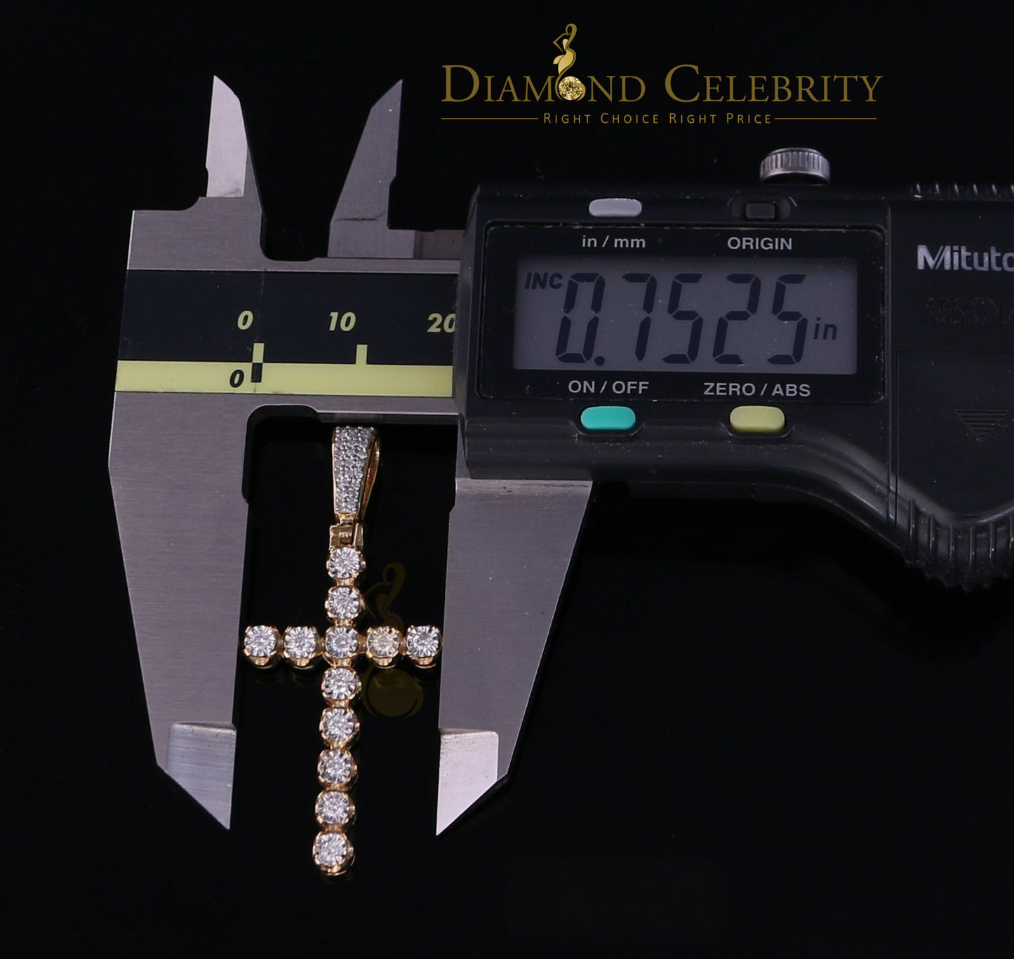 DiamondCelebritees Real 0.50ct Diamond Sterling Silver CROSS Charm Fashion Necklace Yellow Pendant