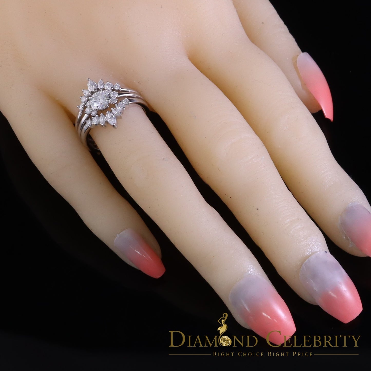 DiamondCelebritees Women 925 Silver White 1.25ct VVS D Solitaire Moissanite Bridal Insert Ring SZ 7