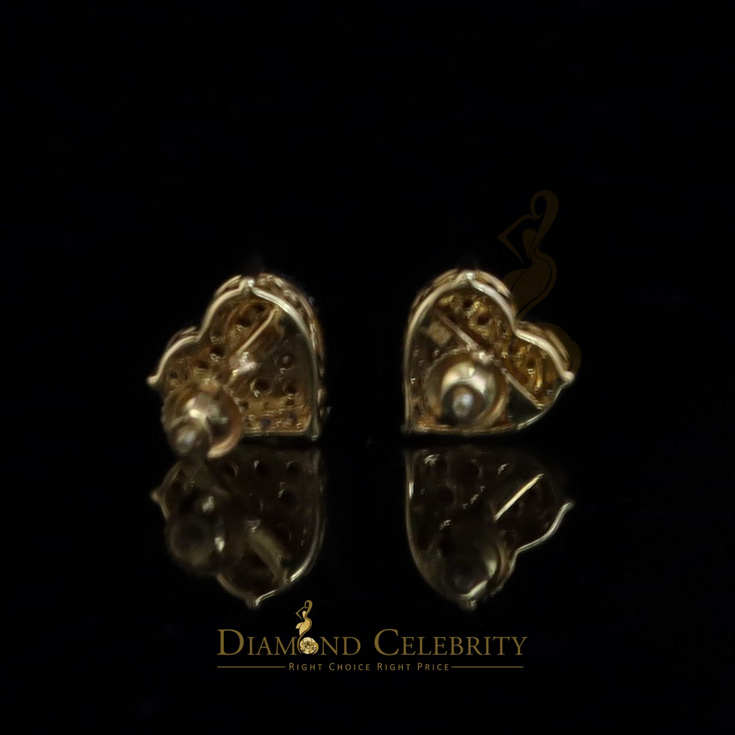 DiamondCelebritees Men's/Women's 925 Silver Yellow 1.00ct VVS 'D' Pink Moissanite 3D Heart Earrings