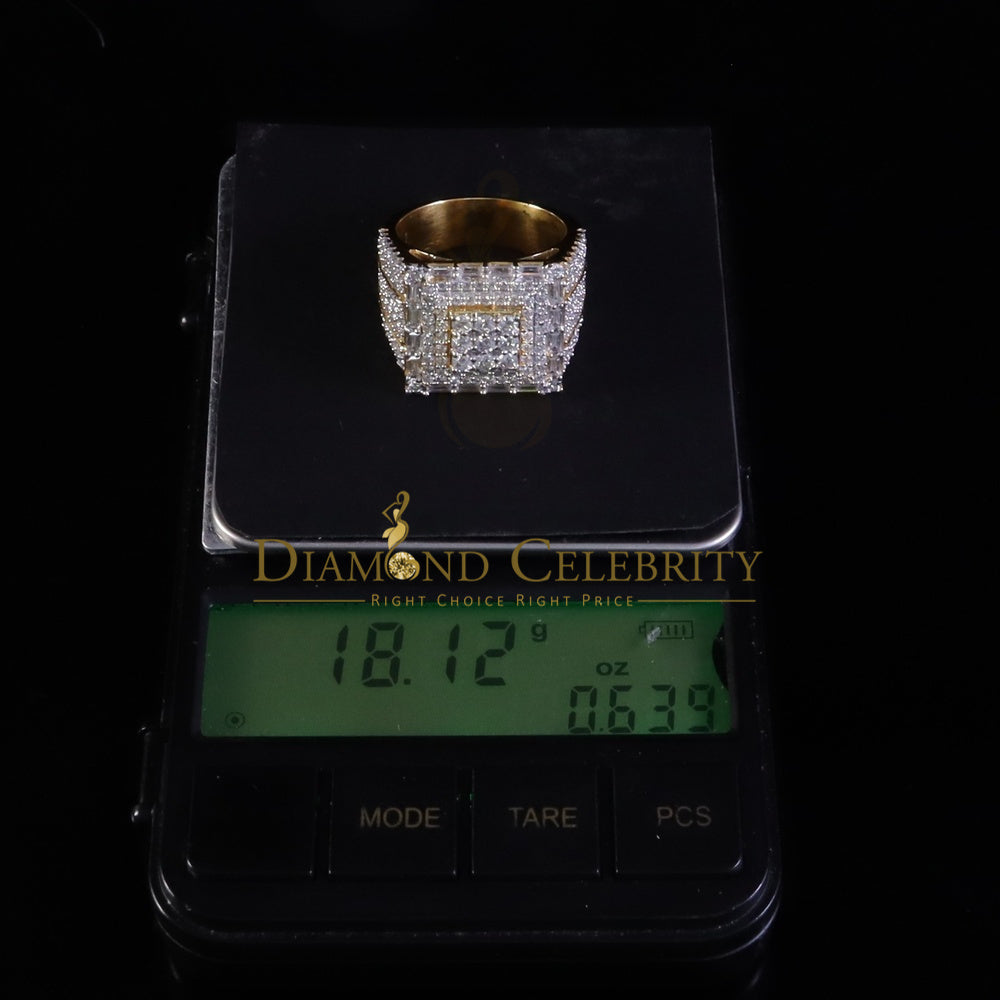 DiamondCelebritees Yellow 925 Silver 5.00ct VVS 'D' Moissanite Stone Rectangle Rings Size 10 Men's