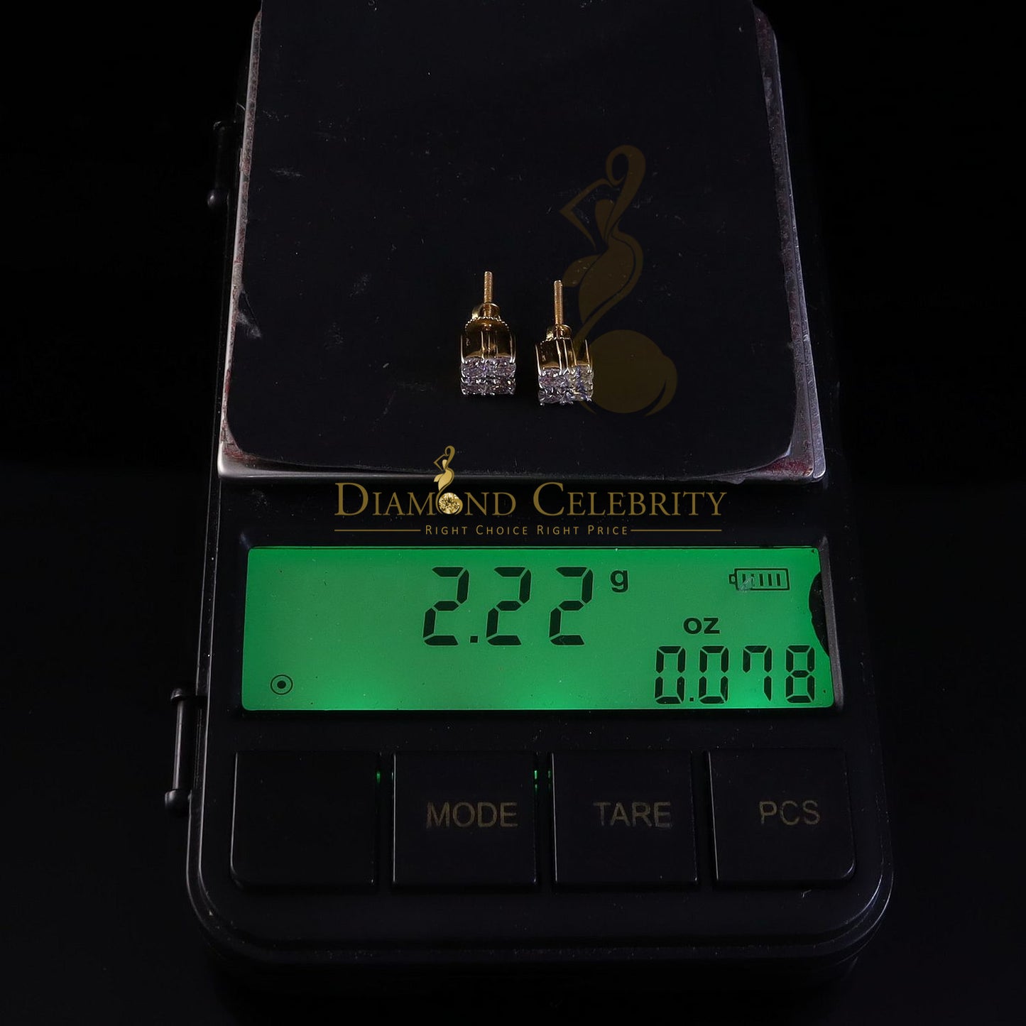 DiamondCelebritees Men's/Women's 1.00ct VVS 'D' Moissanite 925 Silver Yellow 4 Stone Stud Earrings