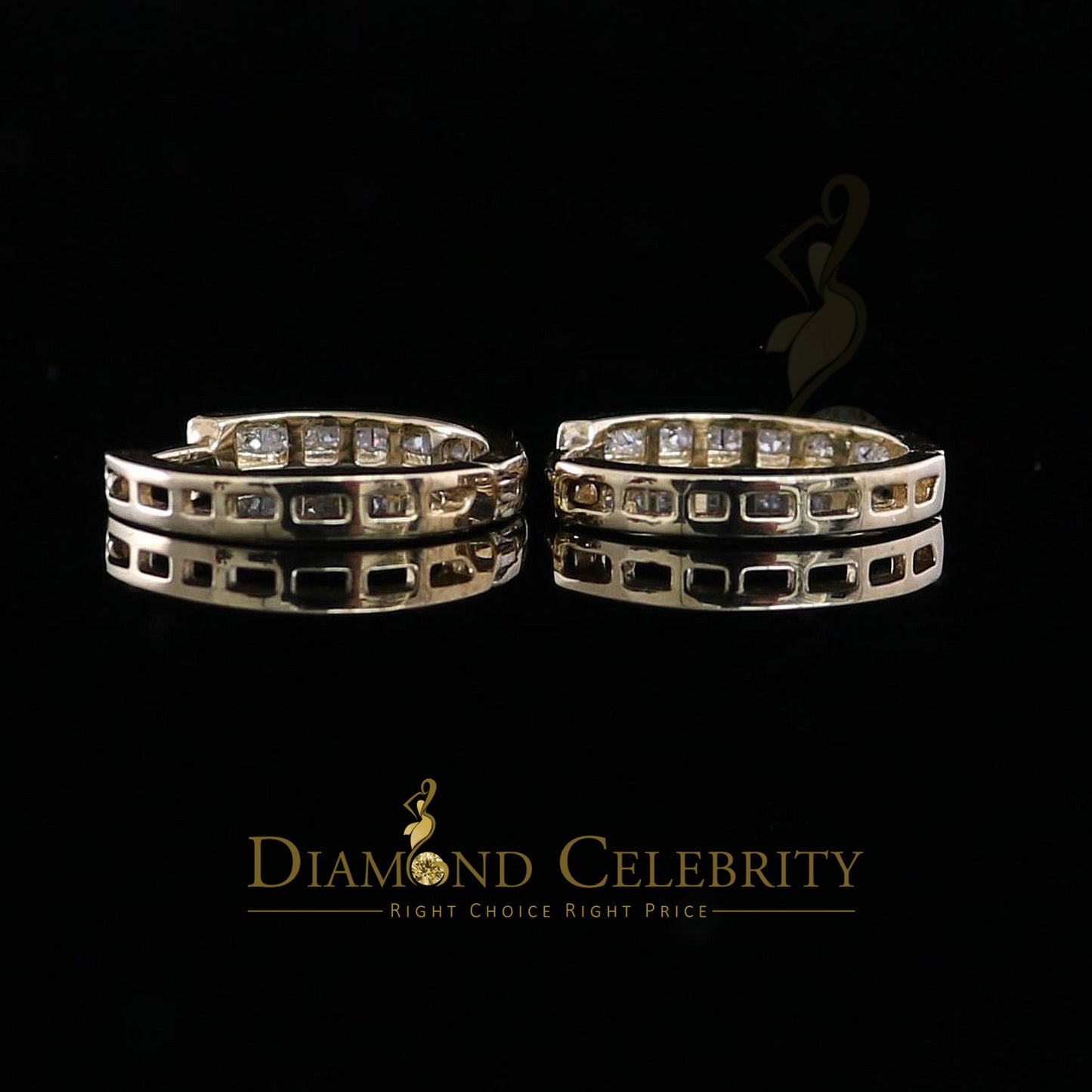 DiamondCelebritees 0.25ct Diamond 925 Sterling Silver Yellow Hoop Stud Earrings For Men's / Women's