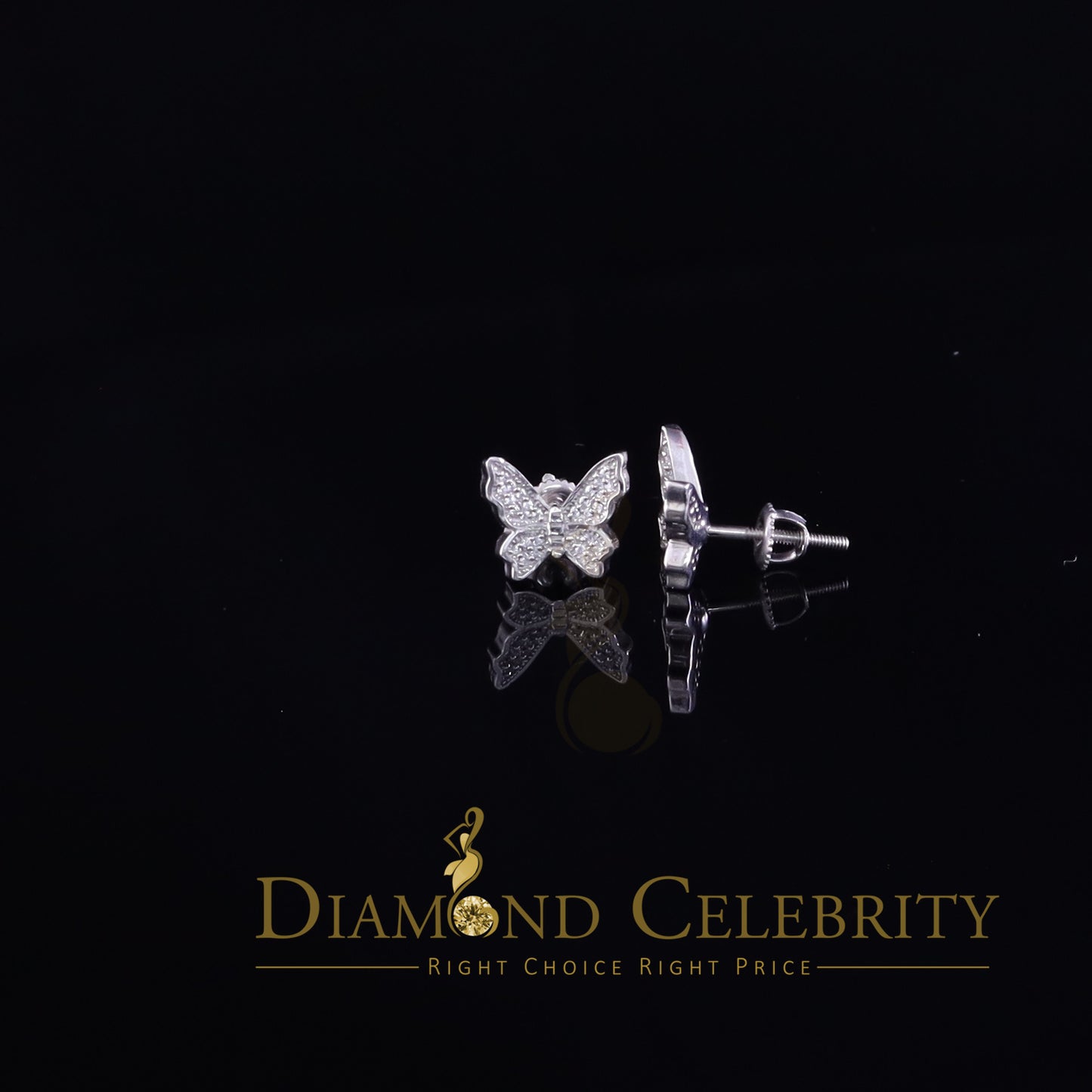 DiamondCelebritees Women's 0.34ct Cubic Zirconia Butterfly Stud Earrings White 925 Sterling Silver