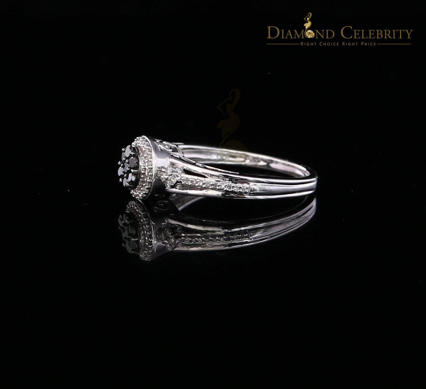 DiamondCelebritees Real 0.30CT Diamond with 10 kt White Gold CLUSTER shape Womens Ring Size 6.5