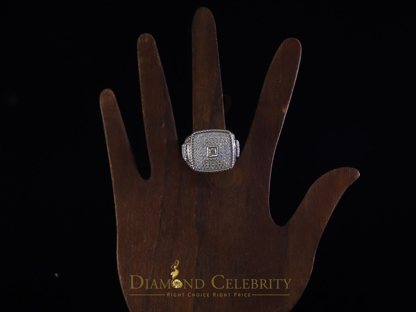 DiamondCelebritees Men's & Women's 925 Silver White VVS 'D' Square 3.00ct Moissanite Rings Size 10