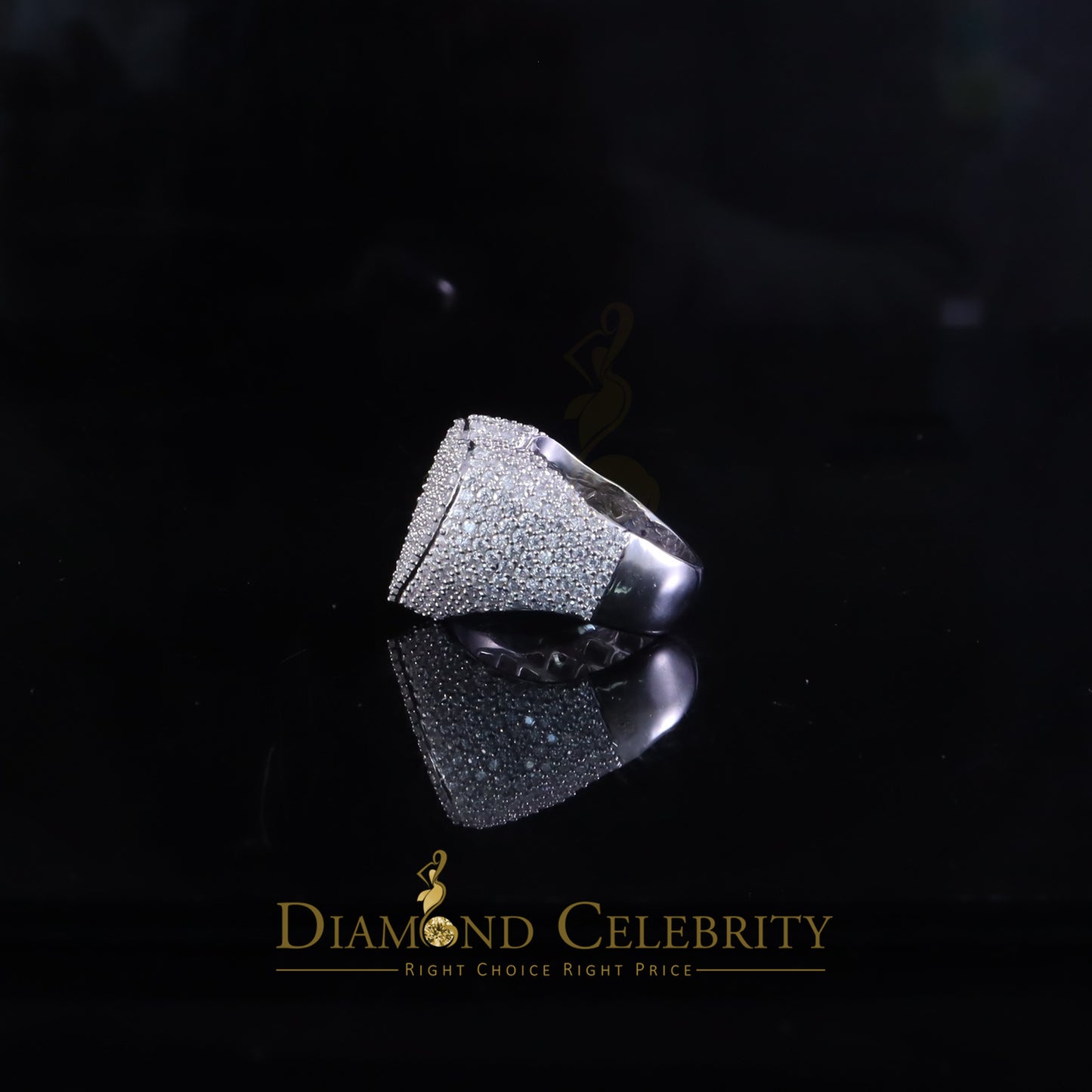 DiamondCelebritees Sterling Men's 925 White Silver 5.00ct VVS 'D' Moissanite Heart Ring Size 8