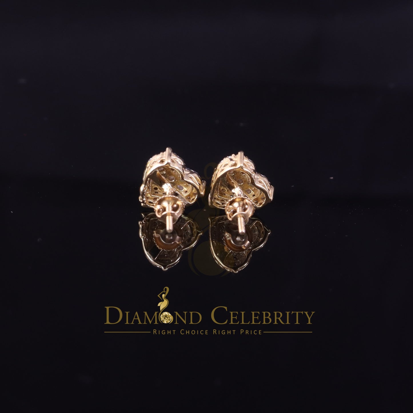 DiamondCelebritees Men's/Womens 925 Silver Yellow 1.00ct VVS 'D' Round Moissanite Heart Earrings