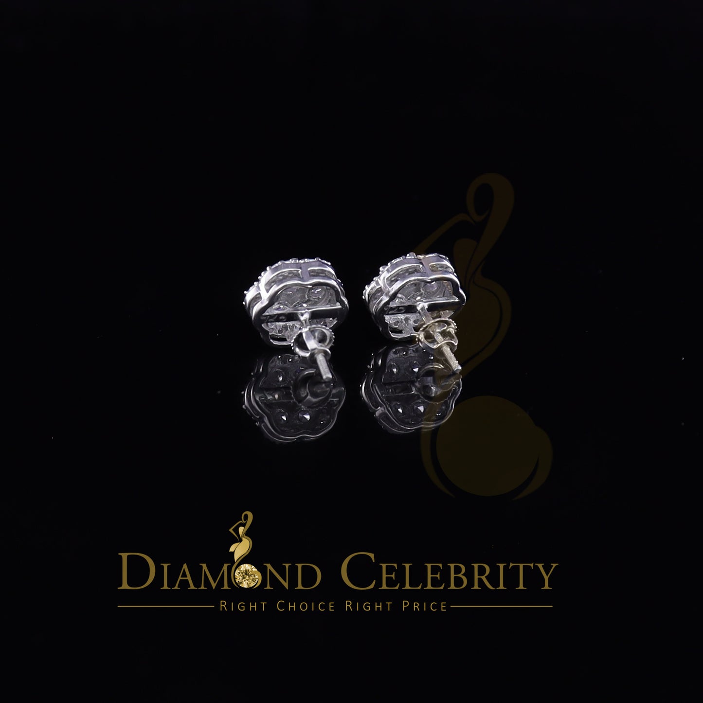 DiamondCelebritees 925 Sterling White Silver 2.7ct Cubic Zirconia Flower Women's Stud Earrings