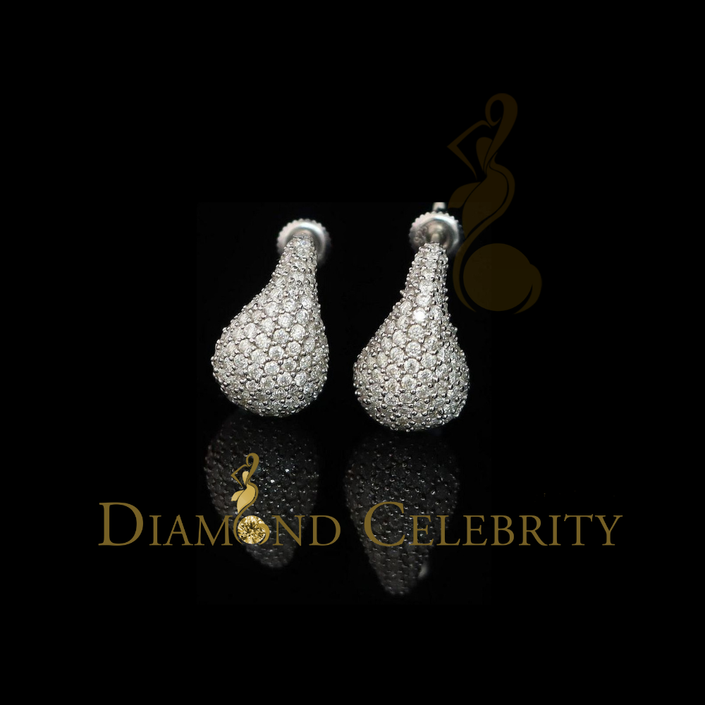 Diamondcelebritees New Fashionable 4CT VVS D Moissanite Womens 925 White Silver Tear Drop Earrings