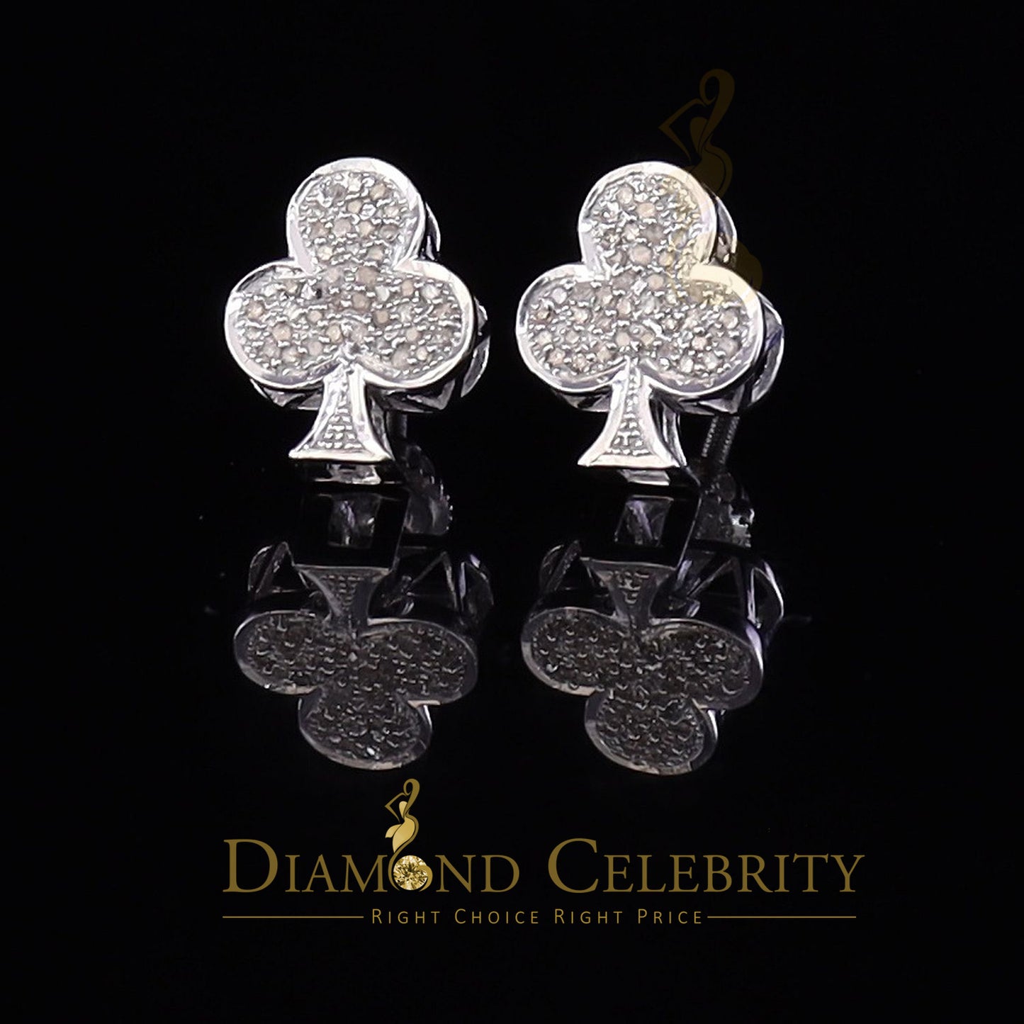 DiamondCelebritees 0.20ct Diamond 925 Sterling White Silver Women's & Men's Club Suit Earrings