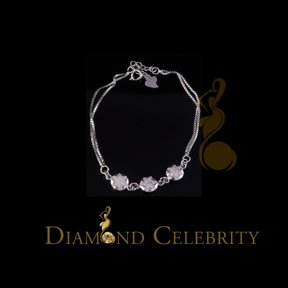 Diamondcelebritees 10K White Gold Finish Womens Silver CZ Bracelete w/ Lab Created Diamond