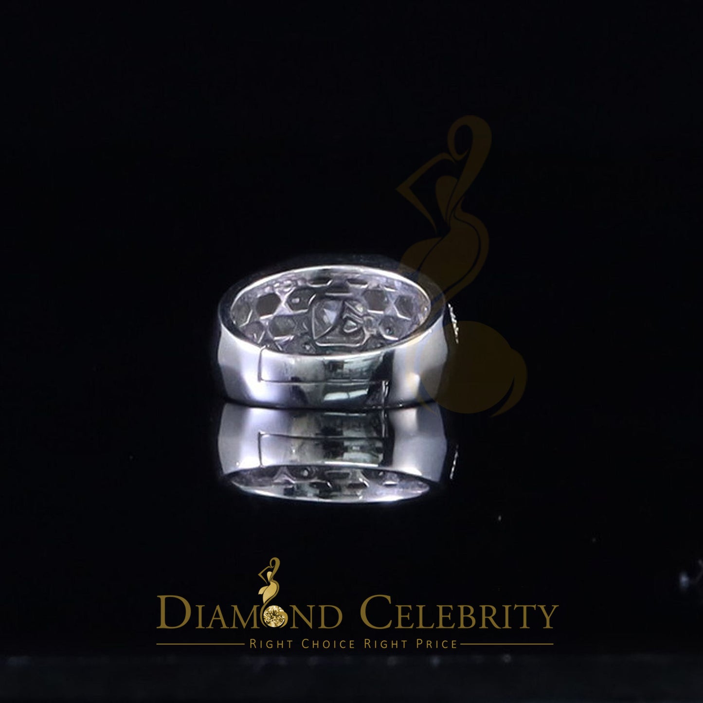 DiamondCelebritees 925 White Sterling Silver Cubic Zirconia 2.44ct Men Adjustable Ring Size 8 to 10