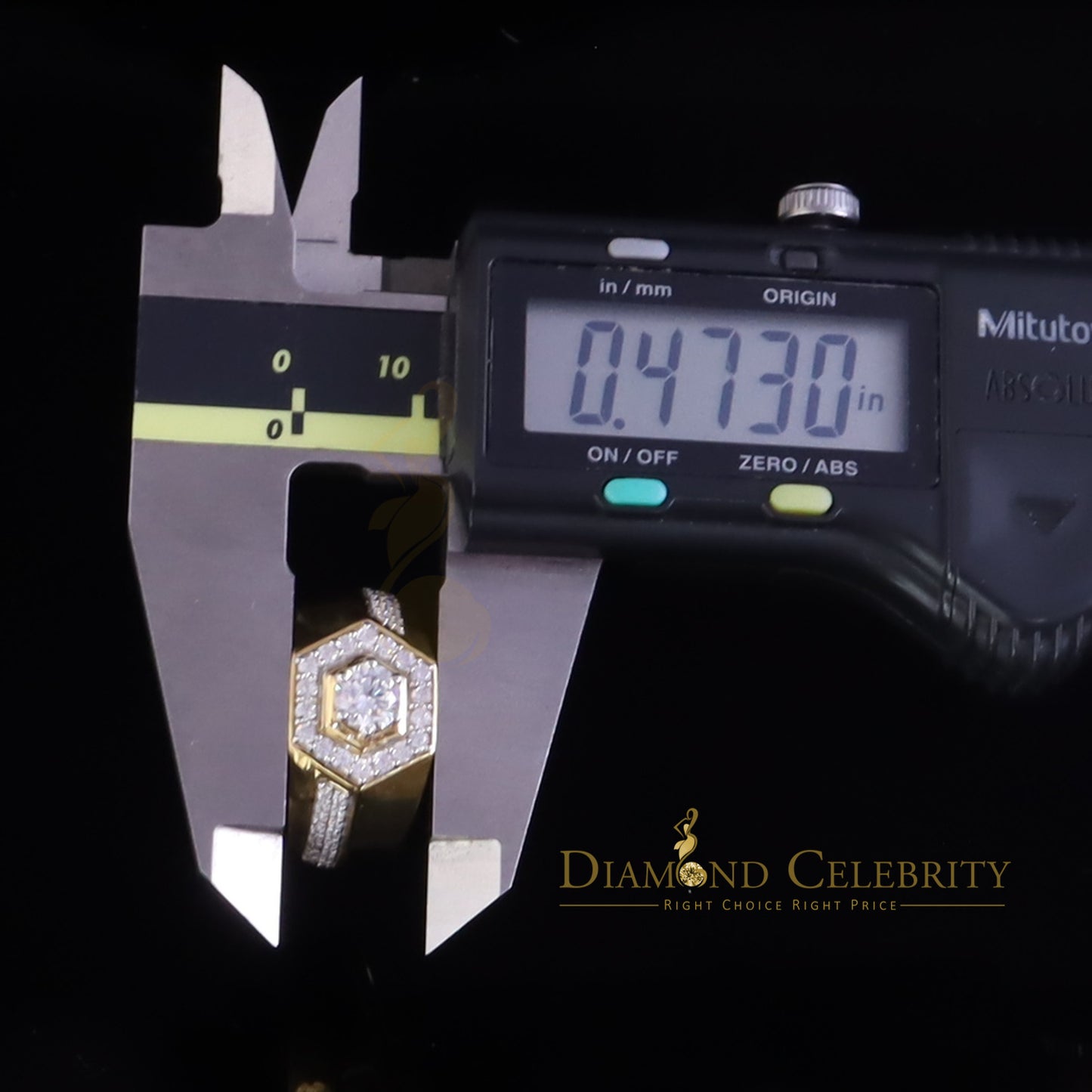 DiamondCelebritees 925 Yellow SterlingSilver Cubic Zirconia 2.44ct Men Adjustable RingSize 8 to 10