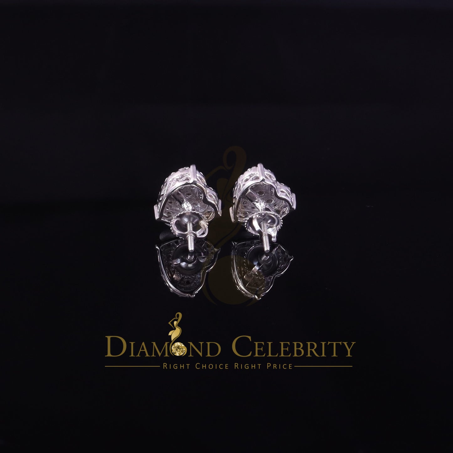 Diamondcelebritees Men's/Womens 925 Silver White 1.25ct VVS 'D' Moissanite Heart Stud Earrings