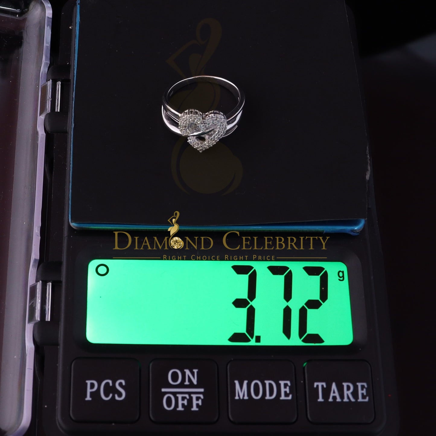 DiamondCelebritees 925 Silver 0.52ct Shiny Cubic Zirconia White Heart Engagement Womens Ring Size 7