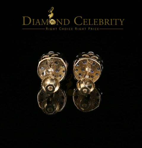 DiamondCelebritees 925 Yellow Silver Aretes Para Hombre 0.87ct Cubic Zirconia Round Women's Earring