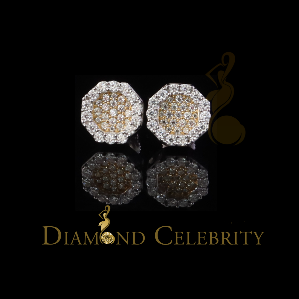 DiamondCelebritees 925 Yellow Silver 0.66ct VVS 'D' Moissanite Octagon Stud Earring Men's/Womens