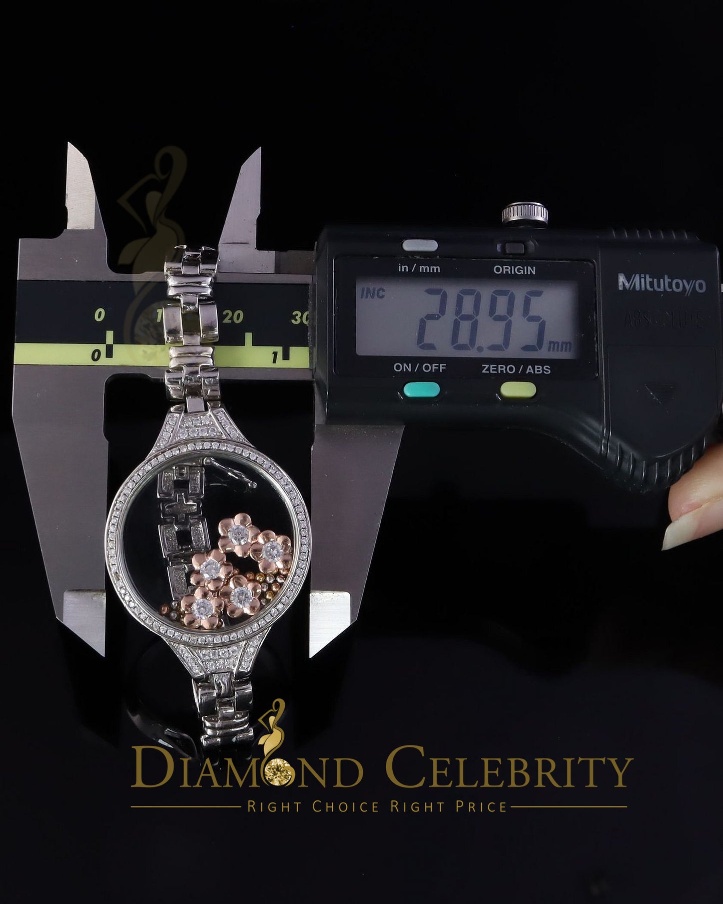 Diamondcelebritees 925 Silver White Floating Flowers Bracelet Iced Out with Cubic Zirconia SZ 7