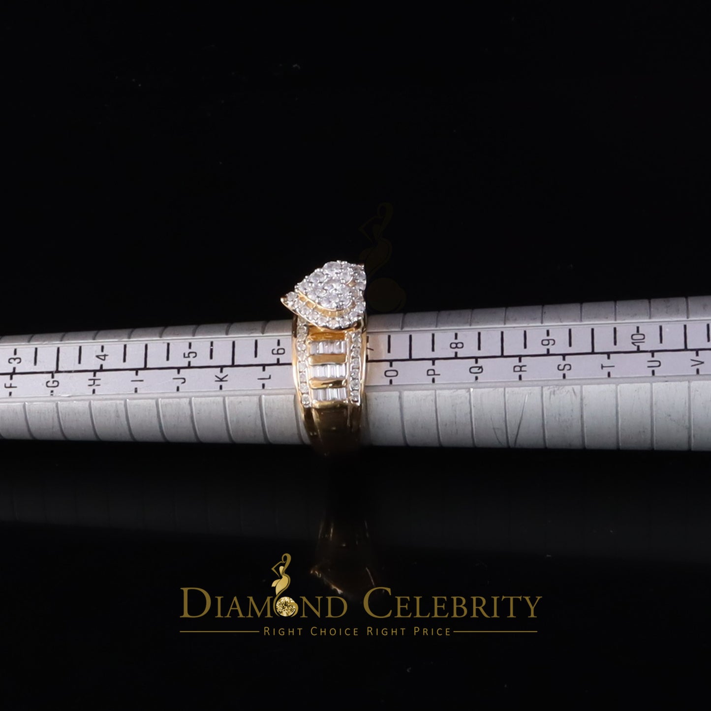 DiamondCelebritees New Women Heart Cindarella Ring 925 Yellow Silver1.20ct VVS D Clr.Moissanite SZ7